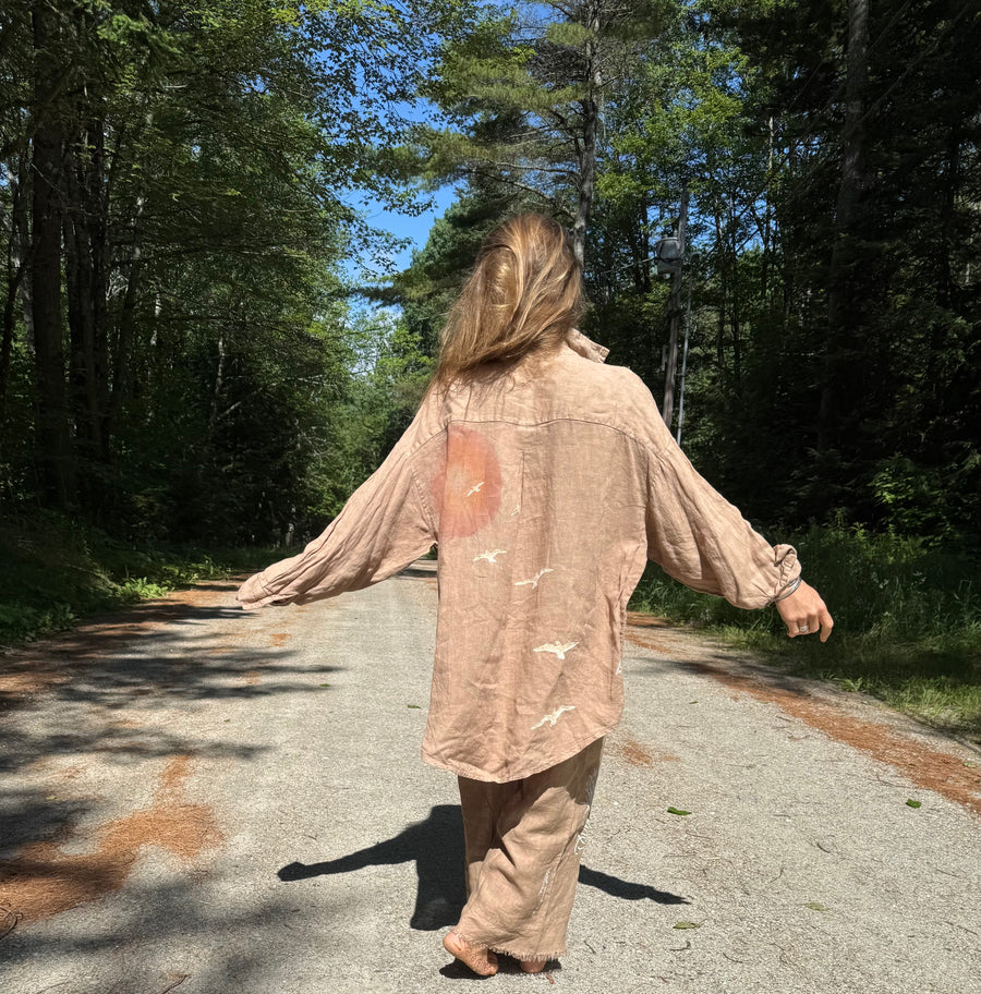 Linen Sun & Birds Shirt