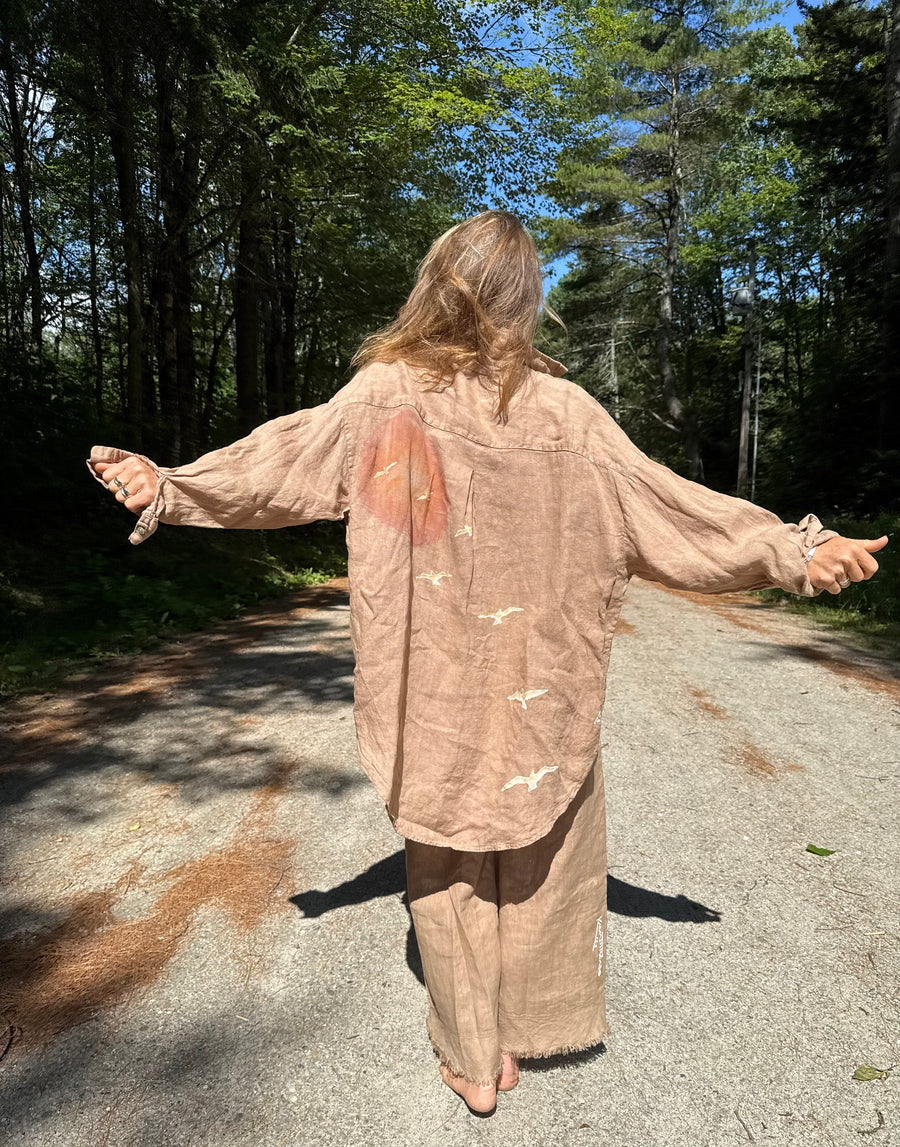 Linen Sun & Birds Shirt